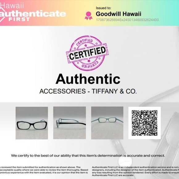 Tiffany & Co Full rim Black Teal Prescription Glasses w/ COA - Picture 8 of 8